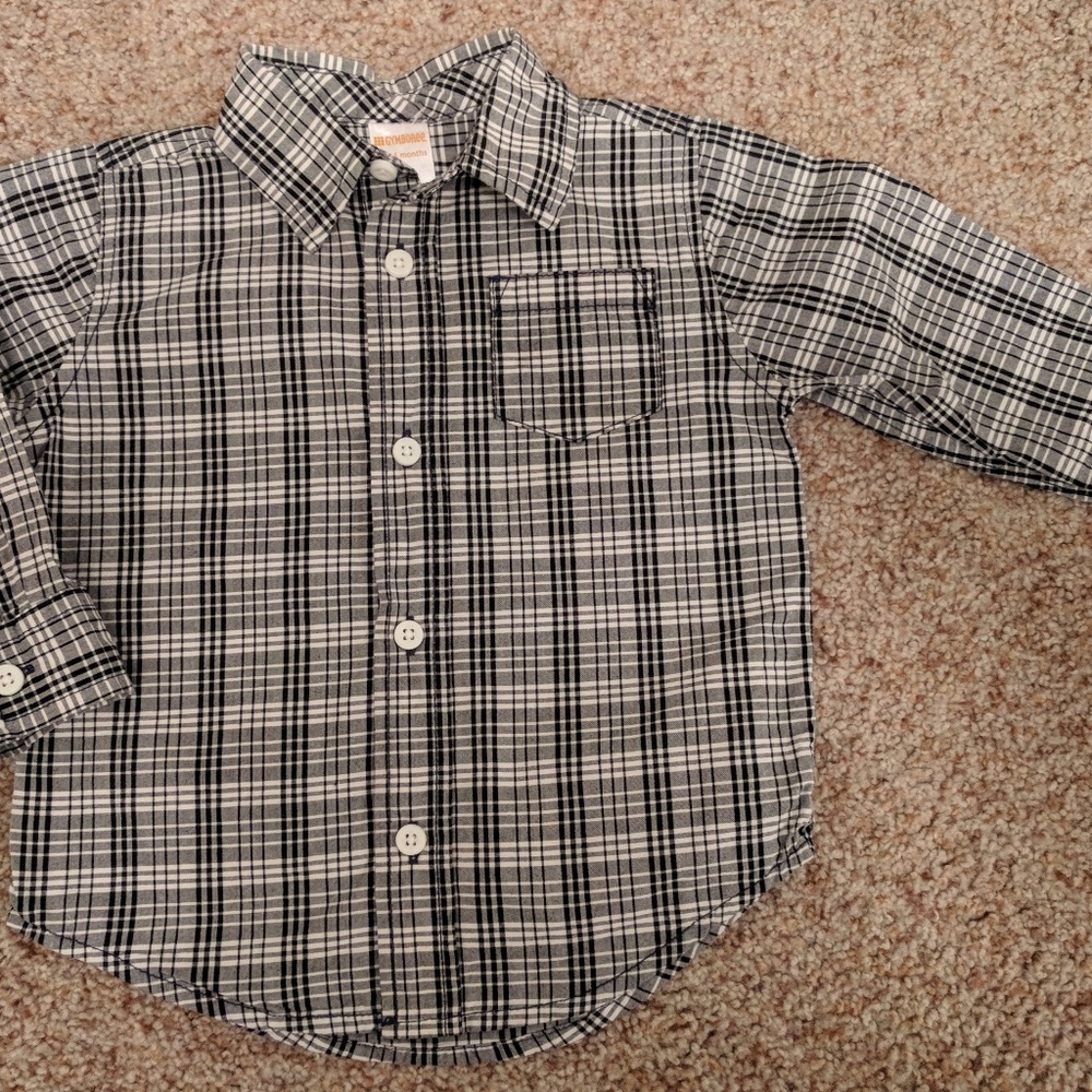Gymboree Black Plaid Button Shirt 18-24 mo